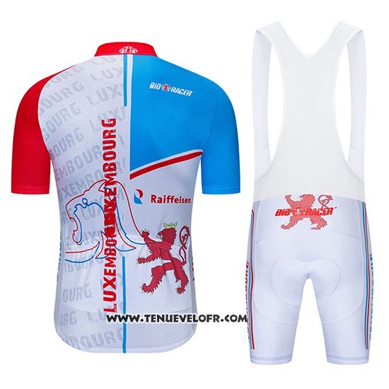 2020 Maillot Ciclismo Luxembourg Bleu Blanc Rouge Manches Courtes et Cuissard